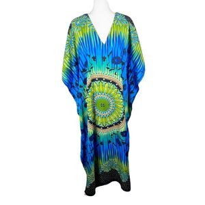 Sante Classics Mumu Dress Women One Size Green Embellished Maxi Lounge Bedroom